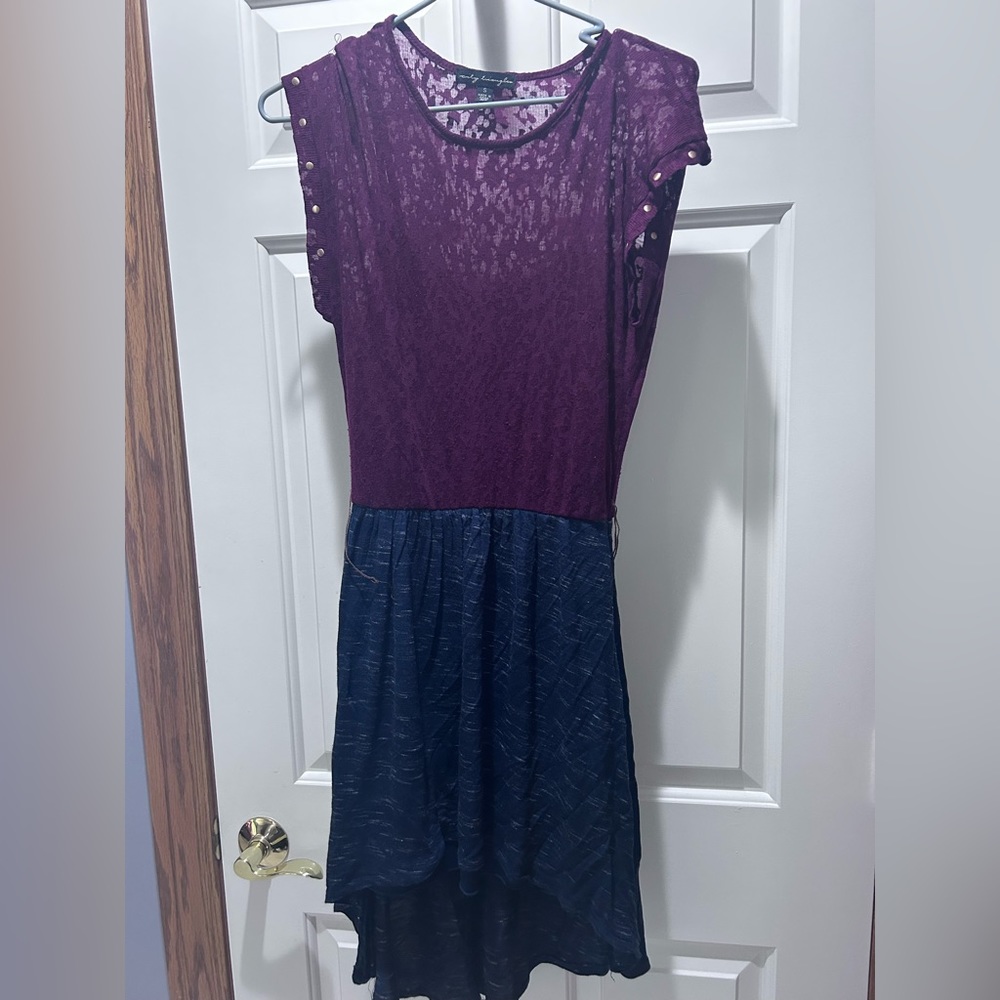 Blue and red high low dress city triangular